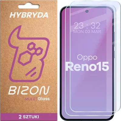 Produktbild von 2x Flexibles Hybridglas für Oppo Reno 15, Bizon Glass Mule Duo