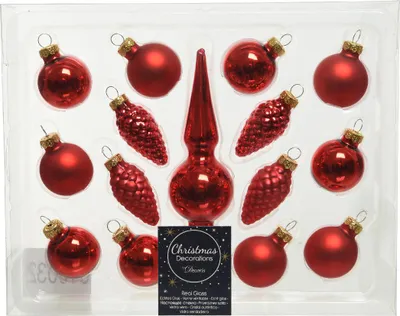Produktbild von Set aus 15 Christbaumschmuck Glas Rot