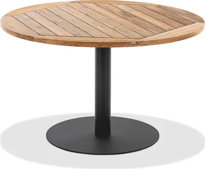 Produktbild von Gartentisch Bistrox 125 rund Tischplatte Teak Recycelt Gestell Stahl Anthrazit