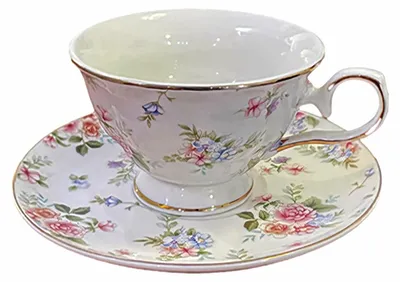 Image de Ensemble de 2 tasses à thé en porcelaine avec motif floral