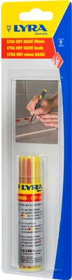 Produktbild von Lyra Bleistiftminen für Tiefenlochmarker schwarz|gelb|rot, 12 Stück, Abwischbar