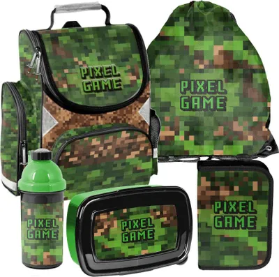 Image de Paso Minecraft - Méga coffret 5 pièces - Sac à dos, trousse, sac, gourde, sac à goûter, cartable
