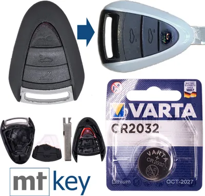 Produktbild von Repair Reparatur Satz Auto Schlüssel Austausch Gehäuse mit 3 Tasten + HAA Rohling + Batterie kompatibel mit Porsche 911 997 987 Boxster Cayman