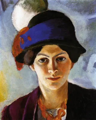 Zdjęcie produktu dla August Macke Art Print Obraz - Portret żony artysty w kapeluszu, 1909 (50 x 40 cm)