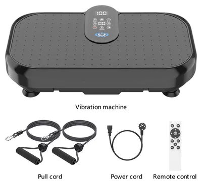 Productafbeelding van Trillingsplatform - Trainingsplatform - LED-display met Bluetooth - 120 trillingsniveaus - Warmtefunctie - Afstandsbediening - Weerstandsbanden - Zwart