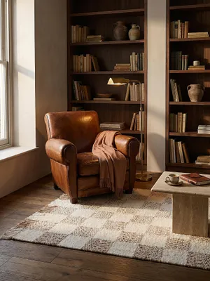 Produktbild von Teppich Polyester Kurzflor Karo Muster Beige-Natur 120x170 cm Wohnbereich Essbereich Modern VYNE | Kadima Design