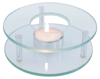 Produktbild von HIT Trading B.V. Stövchen rund 12 cm Glas transparent / silber