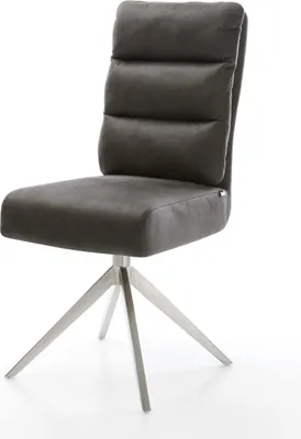 Produktbild von DELIFE Drehstuhl Pela-Flex Mikrofaser Anthrazit Vintage Kreuzgestell breit Edelstahl 360° drehbar Wippfunktion Taschenfederkern