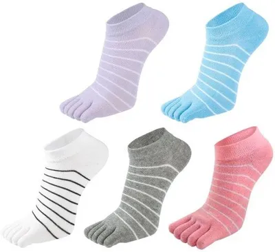 Imagen del producto de Calcetines con separación de dedos - 5 pares - Talla 36–42 - Calcetines para los dedos - Calcetines para yoga - Calcetines para senderismo - Transpirables - Antibacterianos - Cómodos - 5 colores