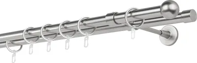Produktbild von Gardinenstange auf Maß 20mm Ball 2-lauf Wandträger 20cm Farbe: Edelstahl-Optik, Größe: 360cm