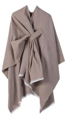 Produktbild von Poncho Damen Winter Strick Cape Cashmere Feeling Warm Elegant Cardigan Umhängetuch Khaki