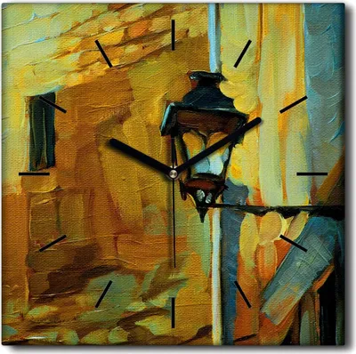 Produktbild von Coloray Uhr auf Leinwand 30x30 cm Wand Uhr Dekoration Wohnzimmer Segeltuch schwarze Hände -Altstadt von Barcelona