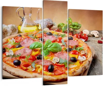Produktbild von Bild auf Leinwand - Leinwandbild - Pizza Käse Tomaten - 95x80cm - Wand Bild - Wanddeko - Wandbilder - Leinwanddruck - Bilder - Kunstdruck - Wanddekoration - Leinwand bilder - Wandkunst - CB95x80-4024