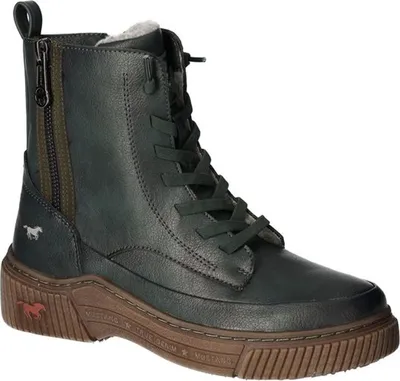 Produktbild von Mustang Damen Stiefelette Schnürboots Zierreißverschluss warm gefüttert 1436-604, Größe:40 EU, Farbe:Grün