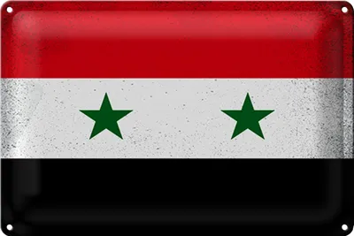 Produktbild von Blechschild Flagge Syrien 18x12cm Flag of Syria Vintage