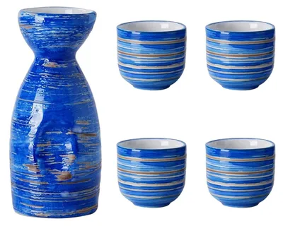 Productafbeelding van Sake Set van 5 Japanse Keramische Mokken