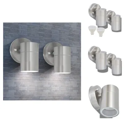 Zdjęcie produktu dla vidaXL Zewnętrzne kinkiety LED 2 szt. Downlight ze stali nierdzewnej - Oświetlenie zewnętrzne