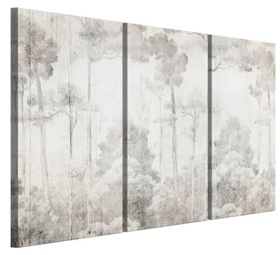 Produktbild von LUMASOUL Leinwand Bilder 3-teilig - Leinwandbild Natur Motiv - Wandbilder Holzrahmen und Webstuhl Wohnzimmer und Schlafzimmer - Bilder 120x80 cm Wald 23