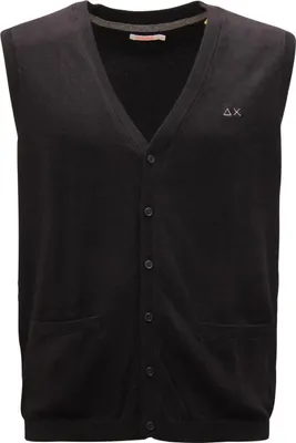 Zdjęcie produktu dla 2112Az Gilet Uomo Sun 68 Męski Sweter Bez Rękawów Z Mieszanki Wełny Czarny