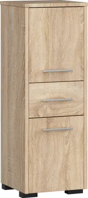 Obrázek produktu pro Volně stojící koupelnová skříňka: jedna zásuvka, dvoje dvířka, tři police, barva: dub Sonoma, rozměry nábytku: Š: 30 cm, V: 85 cm, H: 30 cm
