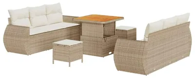 Productafbeelding van Loungeset - Tuinbank - Tuinmeubelset - Buitenmeubels - Loungesofa - Beige/Crème - Handgeweven Rattan
