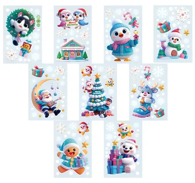 Weihnachts-Fensterbilder, 9 Stück, 30x20 cm, PVC, selbstklebend