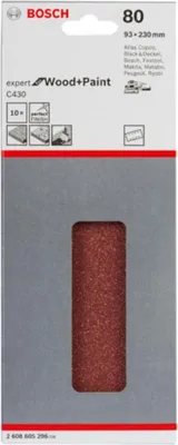 Productafbeelding van Schuurvel C430, 93 x 230 mm, korrel 80, 8 gaten, zelfklevend, verpakking van 10 stuks