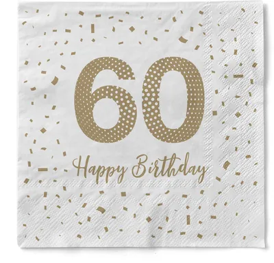 Produktbild von Sovie HORECA Serviette "Happy Birthday - 60" aus Tissue 33 x 33 cm, 100 Stück