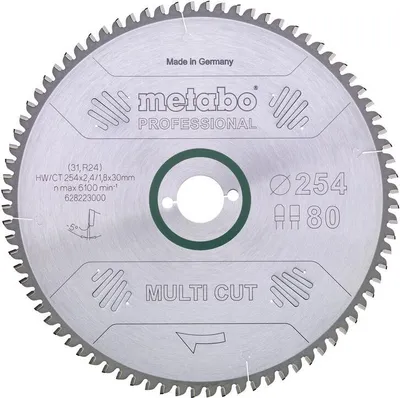 Image de Lame de scie Metabo « multi cut - professional » 210 x 2,6/1,8 x 30Z54 FZ/TZ 5° nég.
