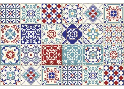 Produktbild von Selbstklebende Fliesenaufkleber für Küche und Bad – 24 Zementfliesenaufkleber, Azulejos Lucilio – 24 Aufkleber, 15 x 15 cm