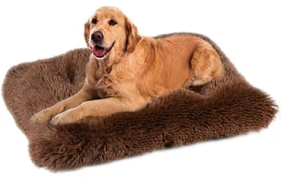 Produktbild von Hundebett Waschbar Plüsch Flauschig Dunkelbraun 94x63cm
