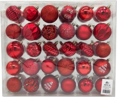 Produktbild von Kunststoff Weihnachtskugel Set 60 Stk Ø 6cm und Ø 7cm rot Deko Kugeln Christbaumschmuck