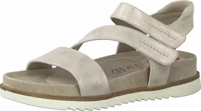 Produktbild von Jana 100% Comfort Leather Damen Sandal Flat Art: 8-8-28211-28 in pepper/lt.gold (braun) - Größe:40