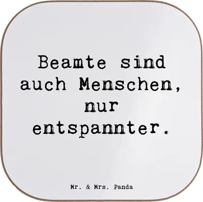 Produktbild von Mr. & Mrs. Panda Untersetzer Glas Spruch Beamtin Entspannt - Weiß - Geschenk, Tassenuntersetzer, Stressfrei, Berufsliebe, Holzuntersetzer, für Gläser, kreative Geschenke