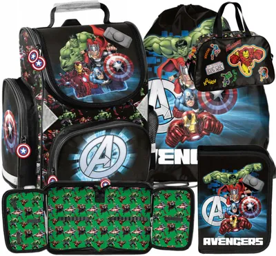 Obrázek produktu pro 4ks AVENGERS školní brašna set brašna školní batoh penál taška na cvičky cestovní taška MARVEL