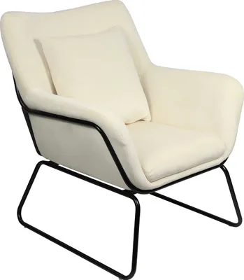 Produktbild von SalesFever Relaxsessel mit Samtbezug | inkl. Sitz- und Rückenkissen | Gestell Metall | B 68 x T 75 x H 82 cm | beige – schwarz