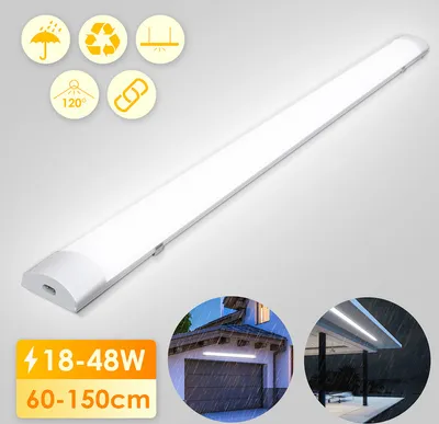 Produktbild von einfeben LED Feuchtraumleuchte, Neutralweiß, 120 cm, IP65, koppelbar, 3 Montageoptionen, A++, PC, 36W, 50.000 Stunden, für Werkstatt, Garage, Keller, Bad & Außenbereiche