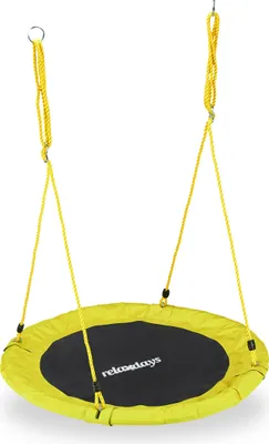 Obrázek produktu pro Houpací síť Relaxdays, kulatá, pro děti i dospělé, nastavitelná, Ø 90 cm, zahradní houpací síť, nosnost do 100 kg, žlutá