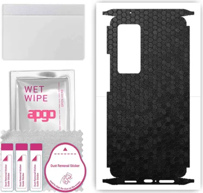 Produktbild von apgo Rückseite + Seiten Schutzfolie, Skin, kompatibel mit Vivo X60 Pro 5G, Hinten Displayschutzfolie aus Vinylfolie, kratzfest, einfache Montage - Schwarze Honigwabe