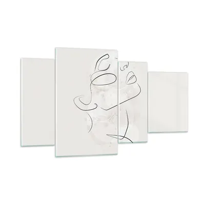 Produktbild von Bilder auf glas - 4 Teile - Gesicht Linie Skizze - 120x70cm - Glasbilder - Wandbilder - Bilder - zum Aufhängen bereit - Wanddekoration aus Glas - Glas Bilder - Wandbild auf Glas - GDL120x70-5031