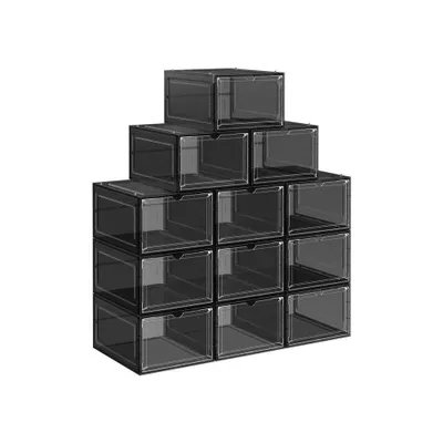 Produktbild von Durchsichtige Schuhboxen Set 12 Stück Schwarz 27x34x19cm