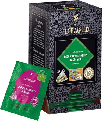 Produktbild von Floragold  Pfefferminzblätter geschnitten, 15er Pyramidenbeutel