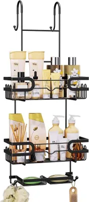 Produktbild von Famanu Duschregal mit 2 Duschkörben und 2 Seifenschalen - Multifunktionale Badezimmer-Organizer