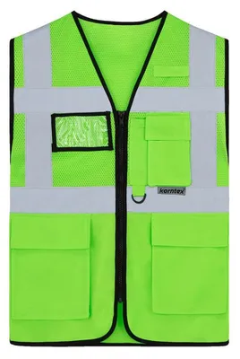 Productafbeelding van Korntex - "Athene" Hoge zichtbaarheid veiligheidsvest, multifunctioneel, uniseks, voor heren/dames, model LT5956 (maat L) (limoengroen)