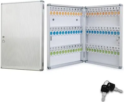 Productafbeelding van Sleutelkast wandmontage met 72 haken en slot, 47,5 x 40 cm