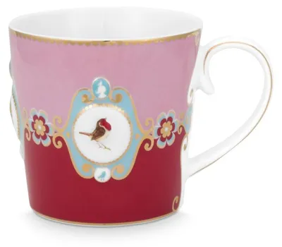 Produktbild von PIP STUDIO Love Birds Medaillion Henkelbecher rot/pink 250ml