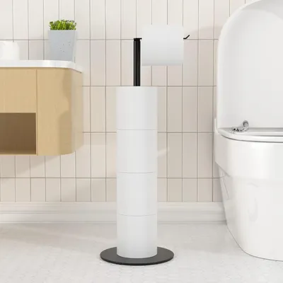 Produktbild von Toilettenpapierhalter Stehend Edelstahl Schwarz mit beschwerter Basis