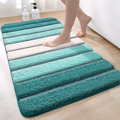 Image de Tapis de bain antidérapant en microfibre, 60 x 90 cm, couleur turquoise