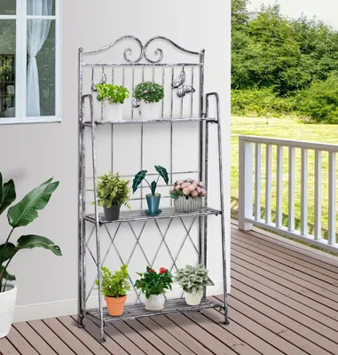 Produktbild von Pflanzregal, Pflanzenständer Blumenregal, Blumenständer Blumentreppe Gartenregal 3 Ebenen 44 x 25 x 96 cm
