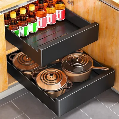 Ausziehbare Schrank-Schublade, 25 cm, Klebemontage, Kohlenstoffstahl